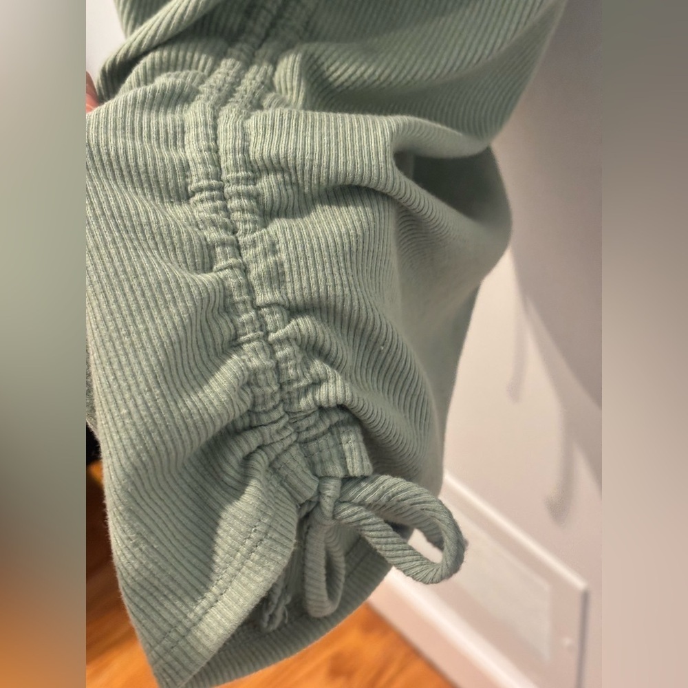 Lulu’s Sage Green Ribbed Ruched Bodycon Dress - Picture 4 of 13